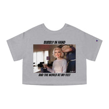 Load image into Gallery viewer, Marilyn Monroe Bubbly In Hand And The World At My Feet Crop Top Shirt
