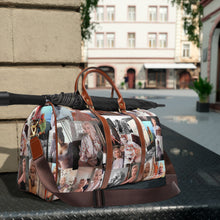 Load image into Gallery viewer, Marilyn Monroe Travel Bag, Waterproof Weekender Duffel, Carry On Overnight Bag, Vintage Hollywood Photo Collage, George Barris Art, Gift for Marilyn Fans