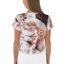 Load image into Gallery viewer, Marilyn Monroe "Drop Me A Line" All-Over Print Crop Tee