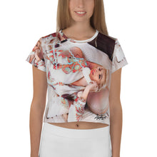 Load image into Gallery viewer, Marilyn Monroe "Drop Me A Line" All-Over Print Crop Tee