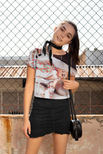 Load image into Gallery viewer, Marilyn Monroe "Drop Me A Line" All-Over Print Crop Tee