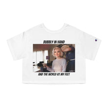 Load image into Gallery viewer, Marilyn Monroe Bubbly In Hand And The World At My Feet Crop Top Shirt
