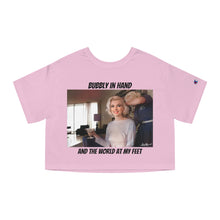 Load image into Gallery viewer, Marilyn Monroe Bubbly In Hand And The World At My Feet Crop Top Shirt
