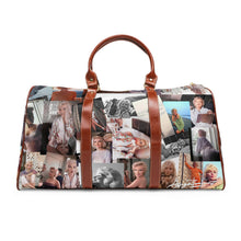 Load image into Gallery viewer, Marilyn Monroe Travel Bag, Waterproof Weekender Duffel, Carry On Overnight Bag, Vintage Hollywood Photo Collage, George Barris Art, Gift for Marilyn Fans

