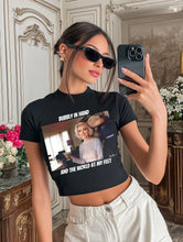 Load image into Gallery viewer, Marilyn Monroe Bubbly In Hand And The World At My Feet Crop Top Shirt
