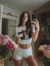 Load image into Gallery viewer, Marilyn Monroe Bubbly In Hand And The World At My Feet Crop Top Shirt
