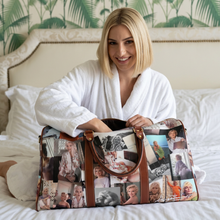 Load image into Gallery viewer, Marilyn Monroe Travel Bag, Waterproof Weekender Duffel, Carry On Overnight Bag, Vintage Hollywood Photo Collage, George Barris Art, Gift for Marilyn Fans
