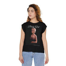 Load image into Gallery viewer, Marilyn Monroe Baby Girl Women&#39;s Flowy Rolled Cuffs Tee
