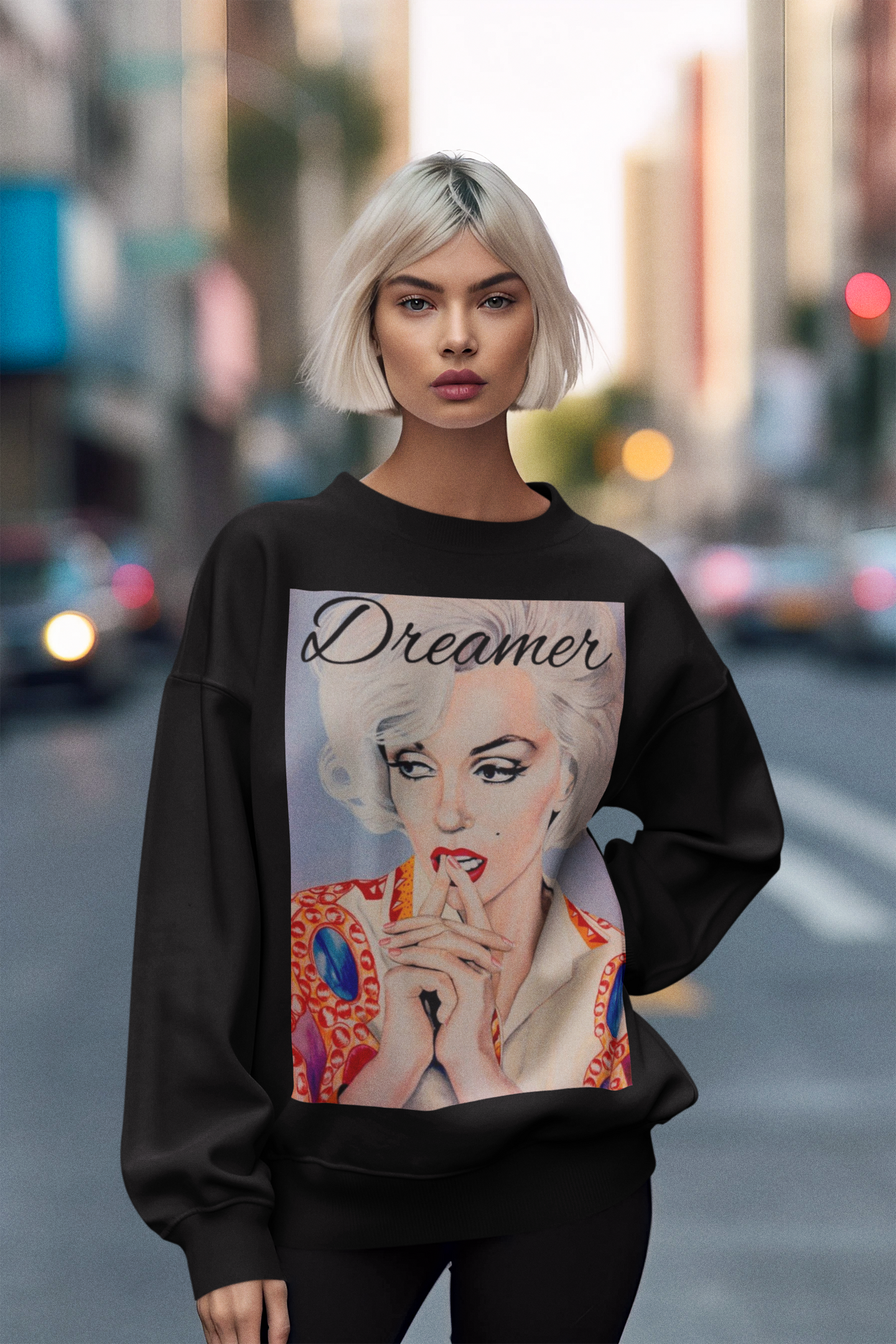 Marilyn Monroe Dreamer Sweatshirt, Pop Art Graphic Sweater, Artist Sweatshirt, Autumn