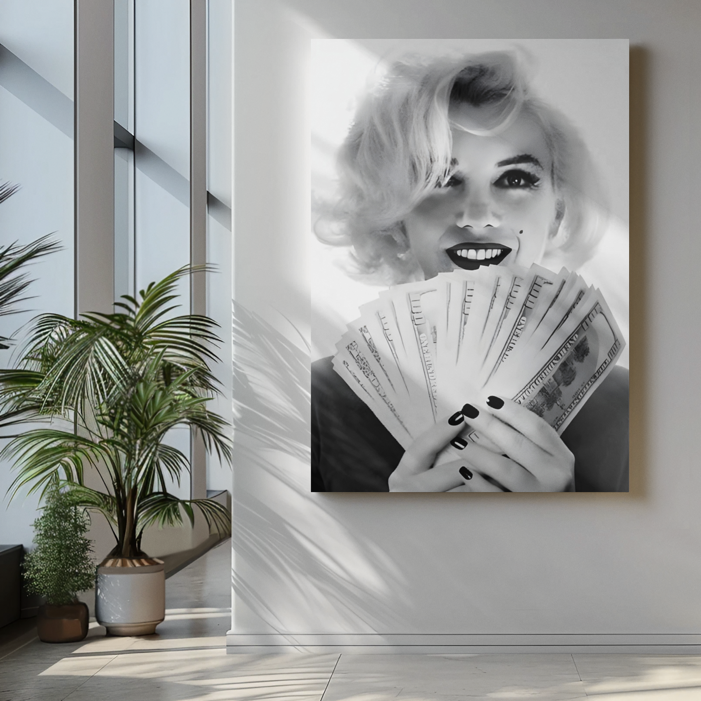 Marilyn Monroe Money Talks Retro Pop Art Canvas Print