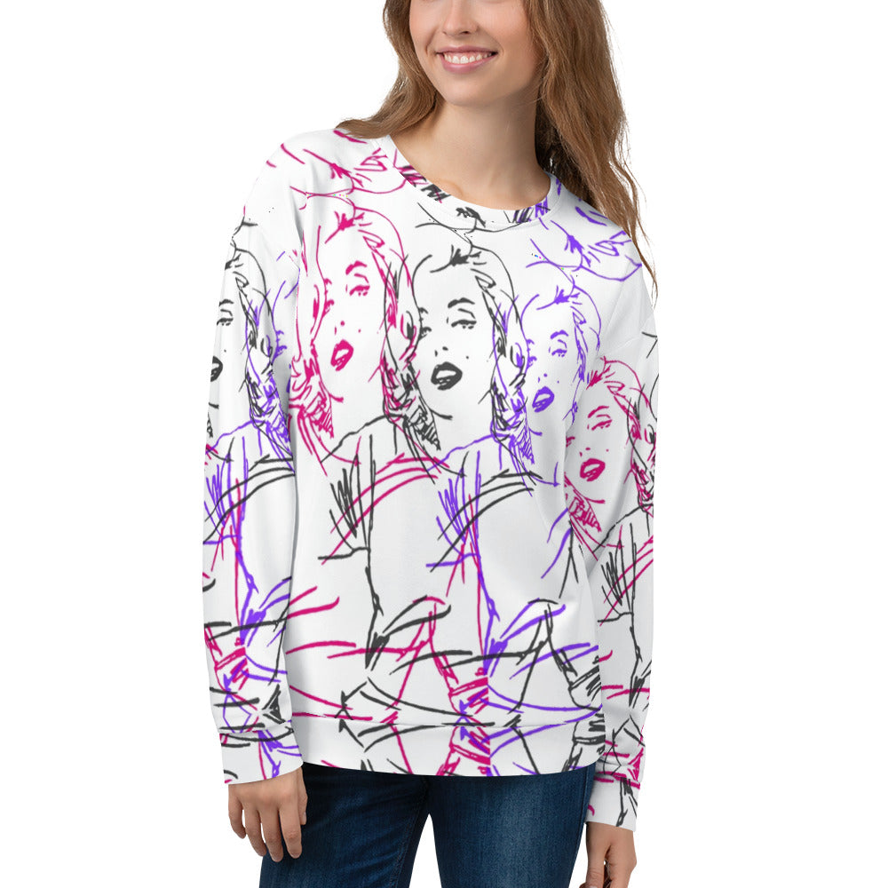Marilyn Neon Pop Art Sketch Unisex Sweatshirt